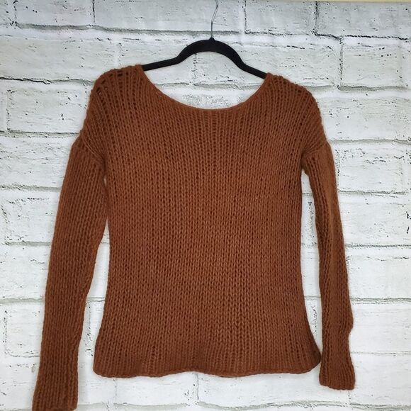 Vince wool blend large chinky knit sweater brown Small womens - Picture 1 of 6